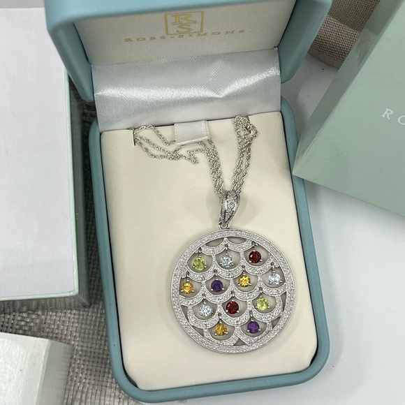 Ross-Simons Sterling Silver Multi-Gemstone Necklace – Vintage Statement Piece - Picture 11 of 17
